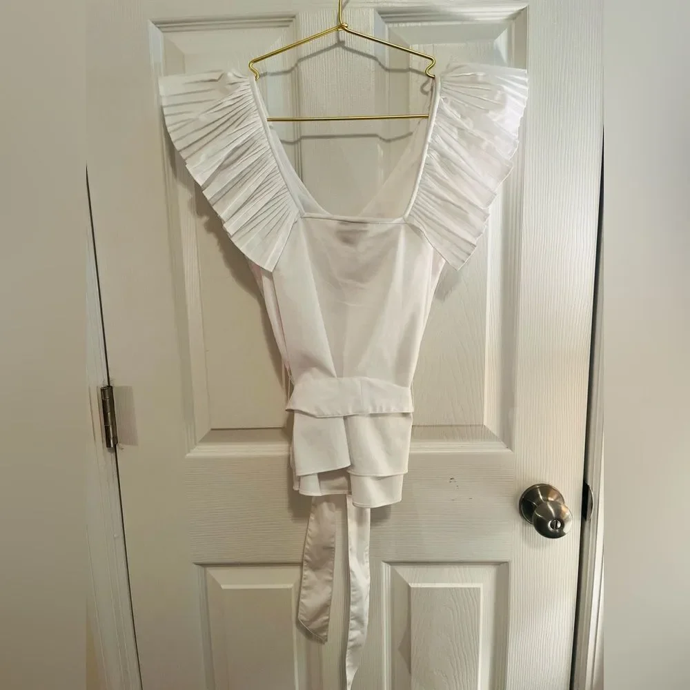 Kate Spade White Ruffle Sleeve Blouse